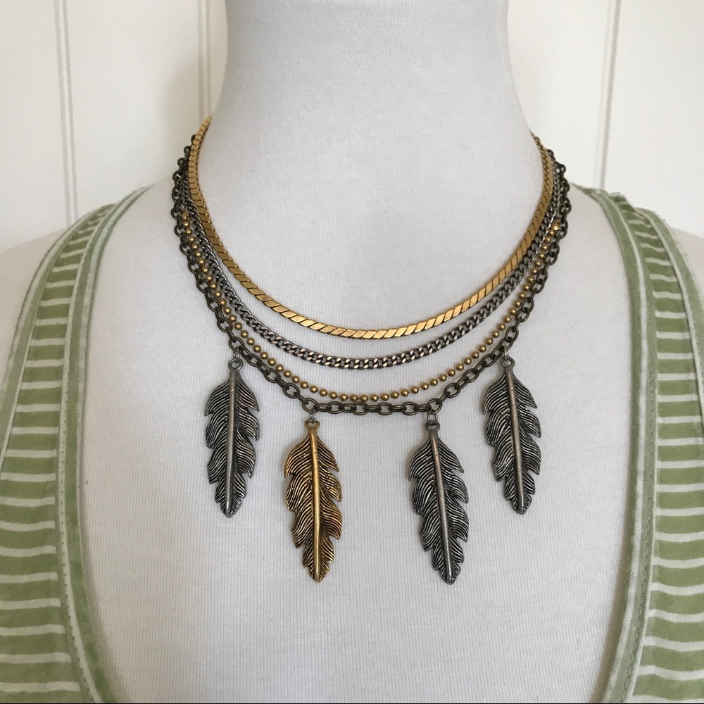 SOLD Free People Four Leaf, Multi-chain Necklace