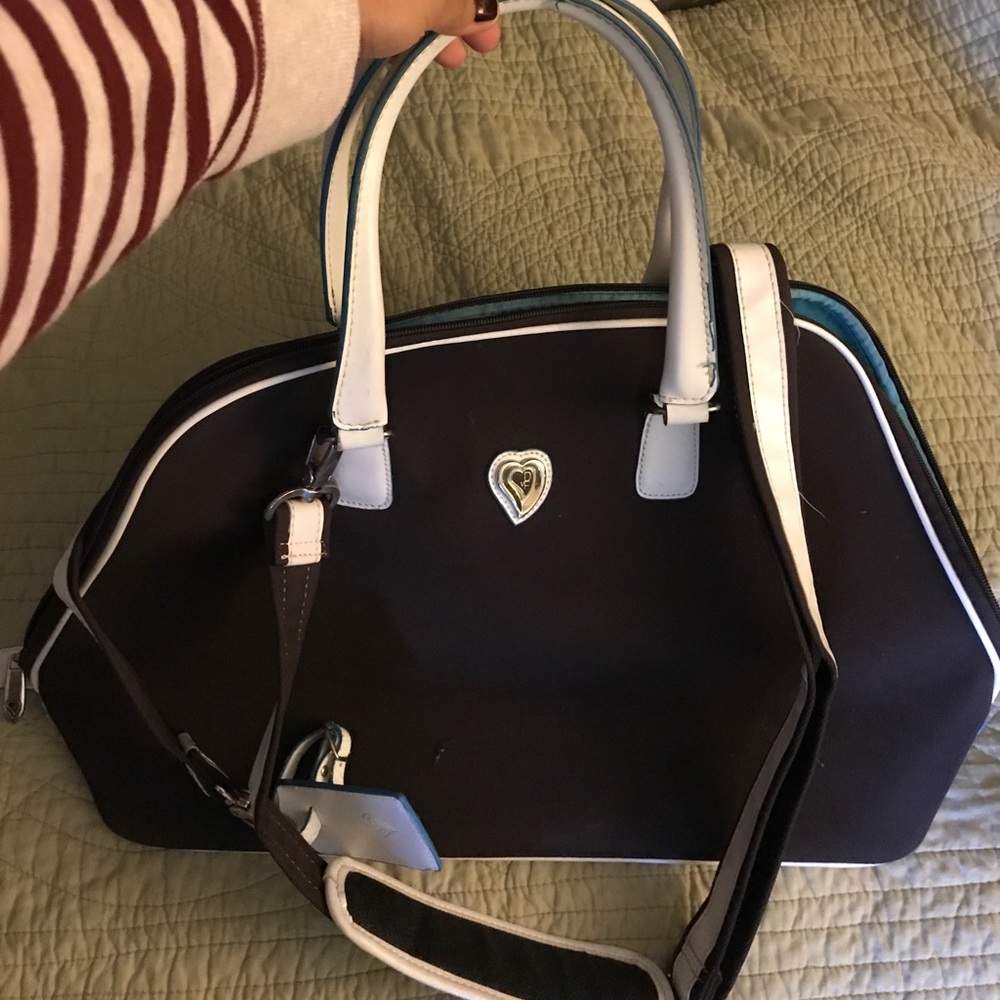 Super cute brown and teal DVF carry on