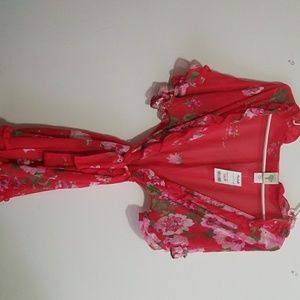Beautiful red floral kimono see through