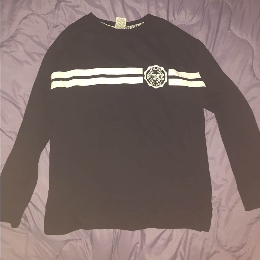 VS PINK black crew neck sweatshirt