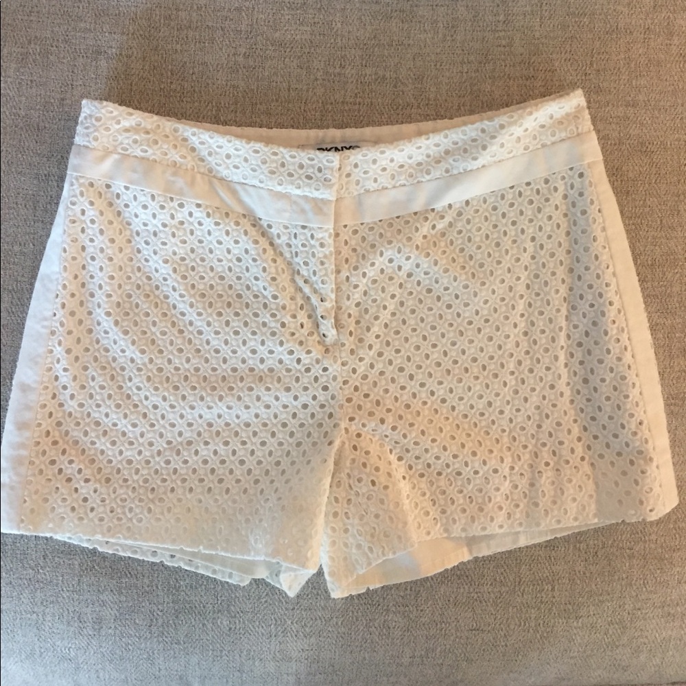 White eyelet high-rise shorts