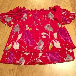 Banana Republic off the shoulder red floral top