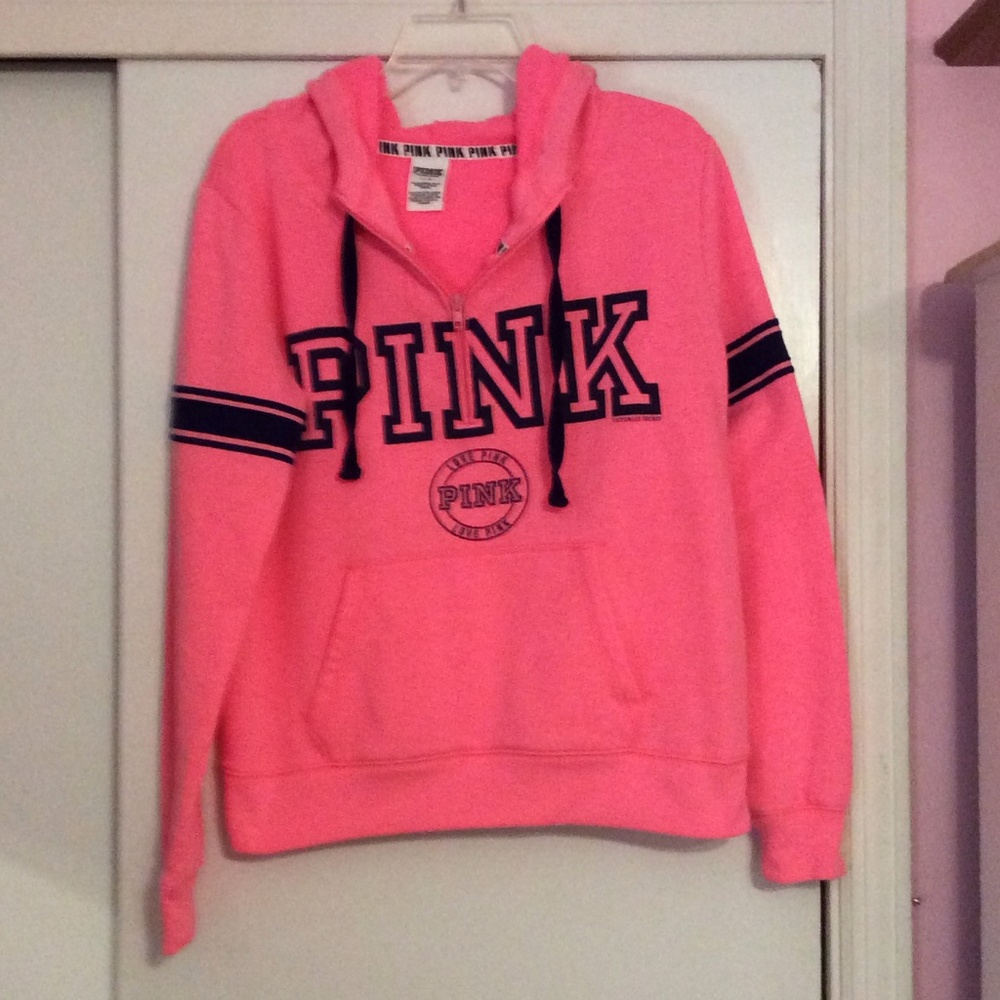 PINK half zip-up hoodie