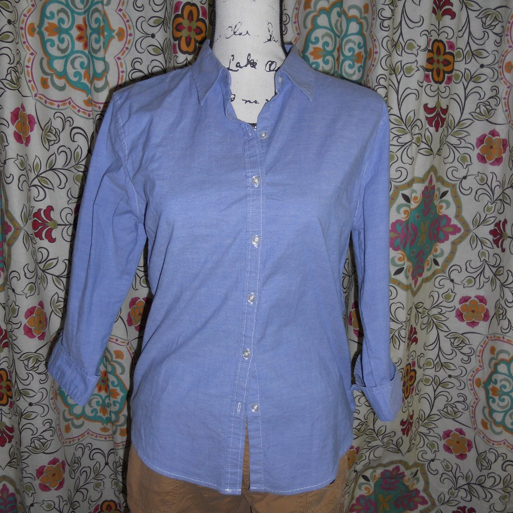Izod Chambray Button up Blouse no size - Picture 4 of 5