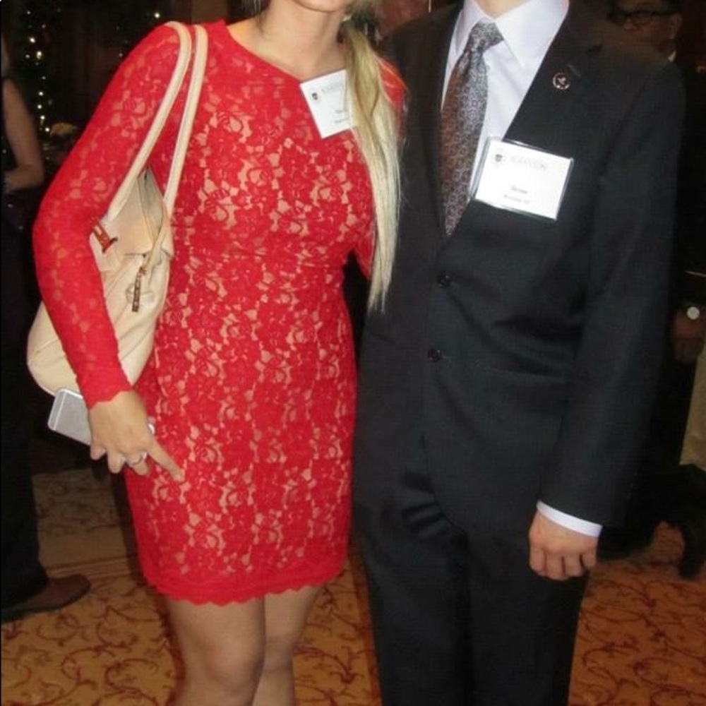 Express Size S Red Lace Dress