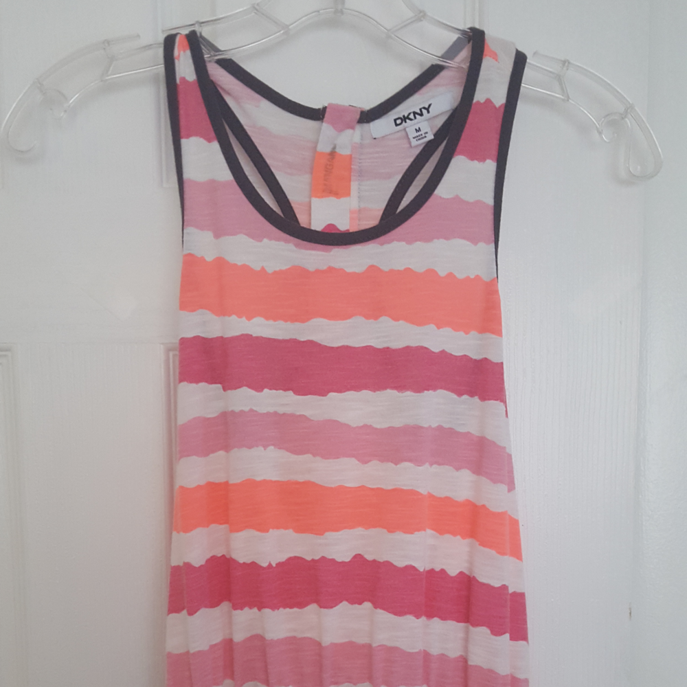 Girls Racerback Coral, Pink, White DKNY Romper