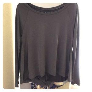 Grey long sleeve ruffle back shirt