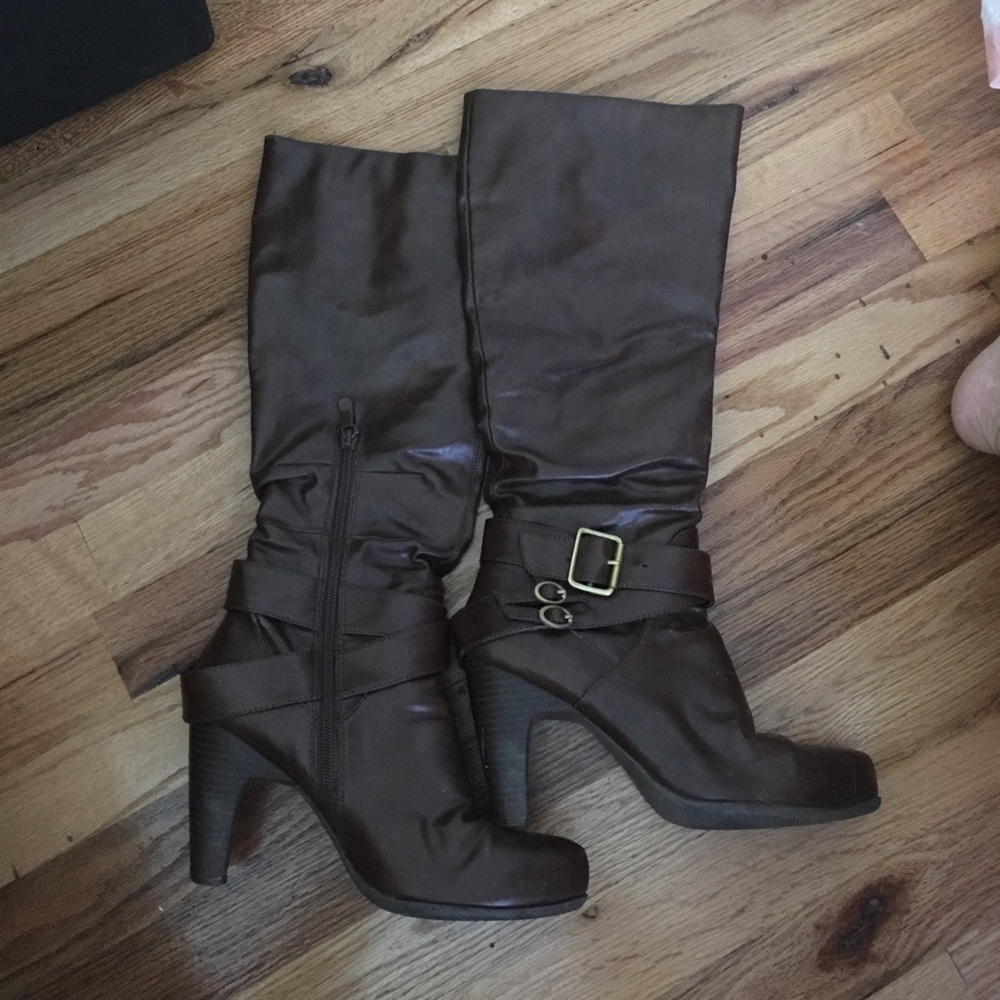 Brown high boots
