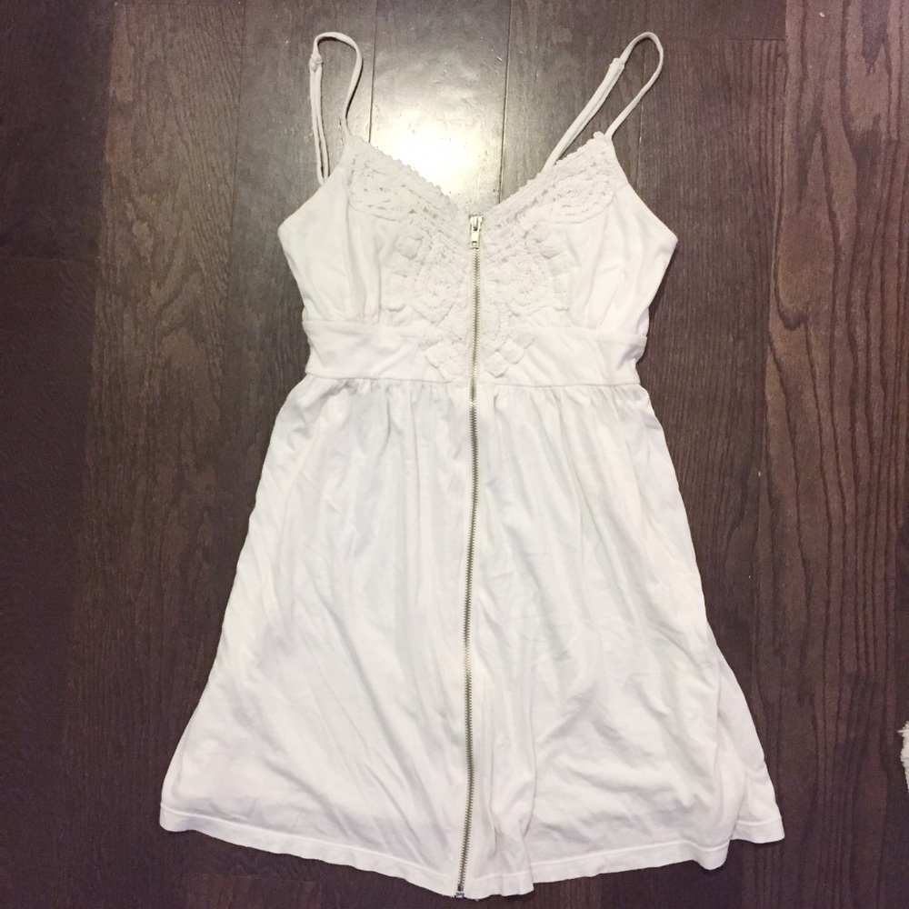 Forever 21 White Zip Dress with Crochet | S/M