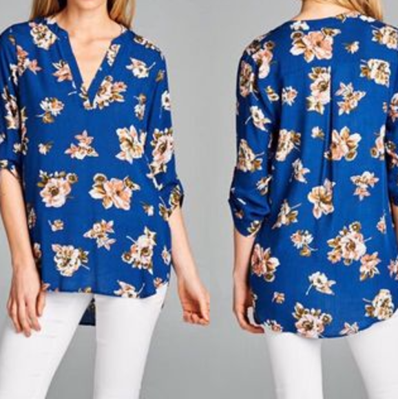 Boutique soft rayon floral print hi low tunic top - Picture 2 of 4