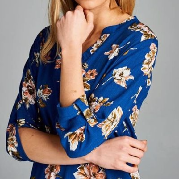 Boutique soft rayon floral print hi low tunic top - Picture 3 of 4