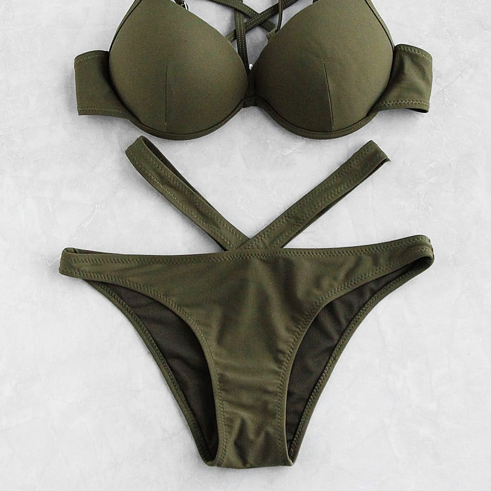 New Olive dark green two piece bikini set 👙 - Picture 4 of 6