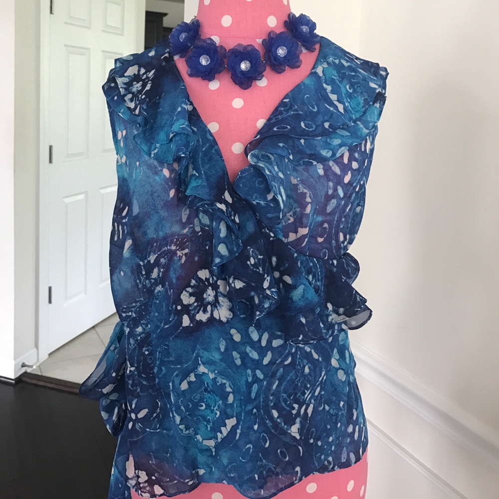 Ralph Lauren silk chiffon wrap ruffled blouse LP