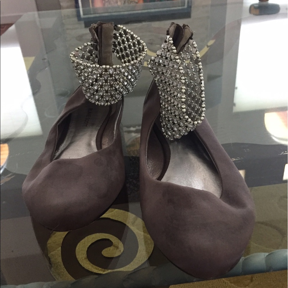 Grey flats with jewel ankles