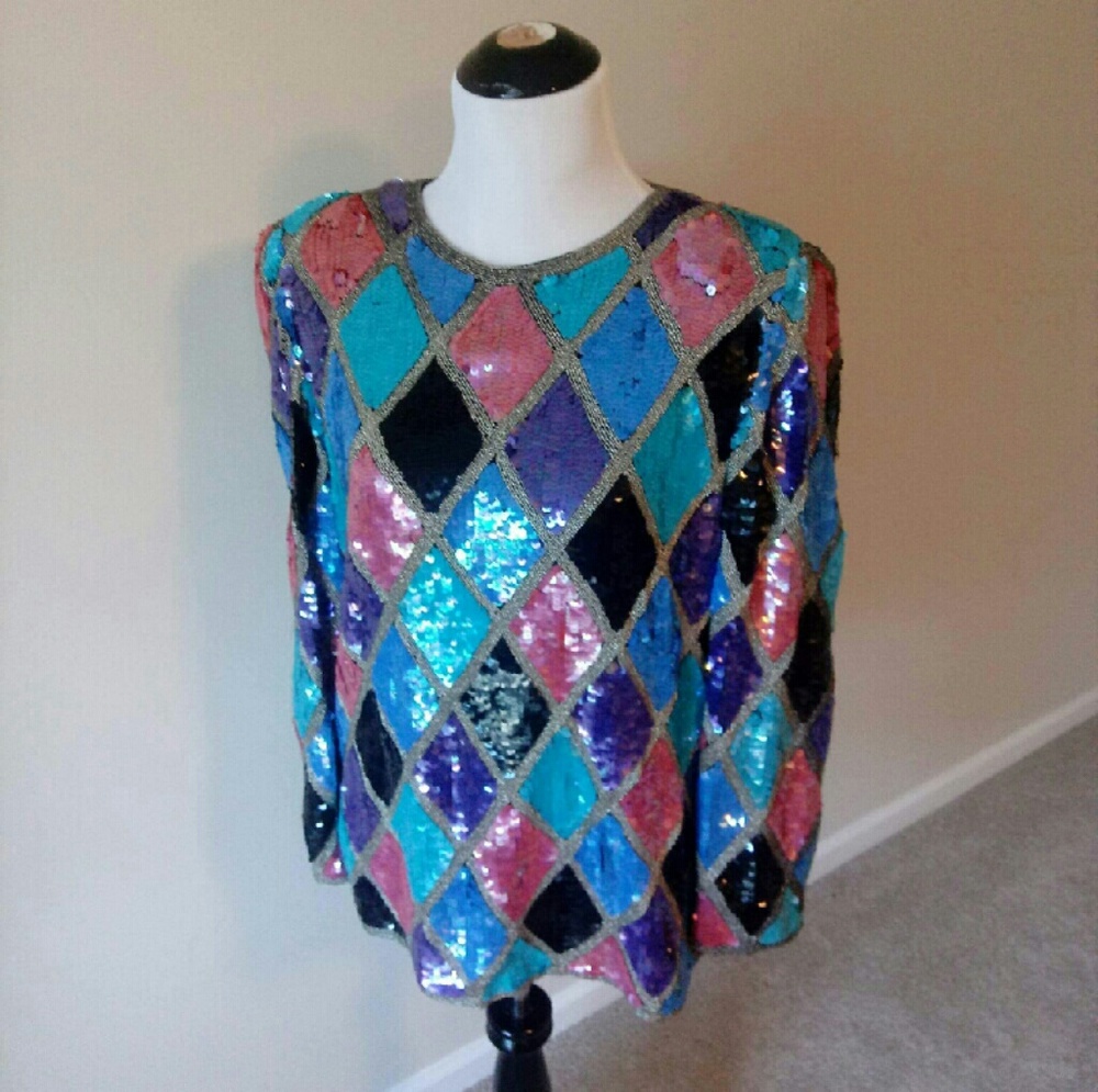 Vintage Joan Leslie Evenings Sequin Tunic