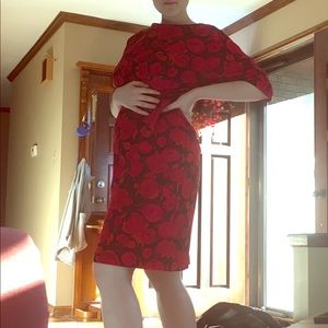 Red roses vintage wiggle dress size xl
