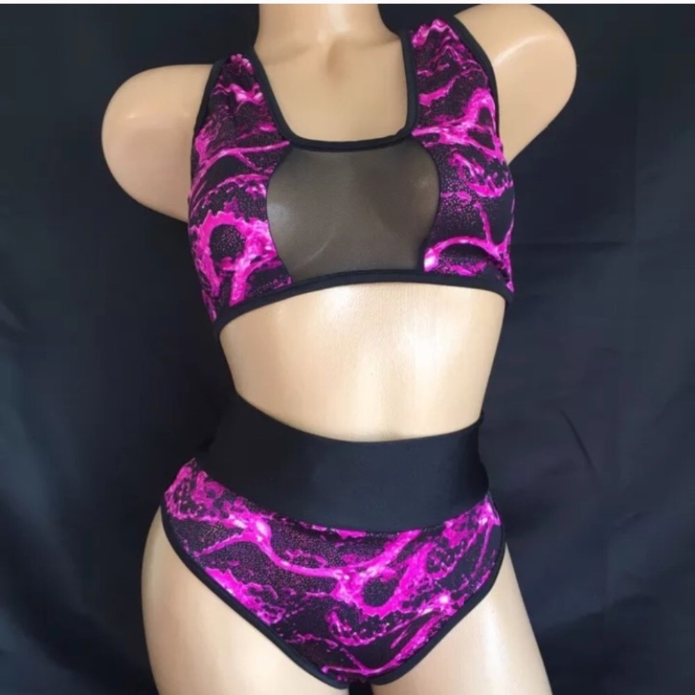 EDC RAVE EXOTIC MESH HIGH WAIST BRA SET 2 piece