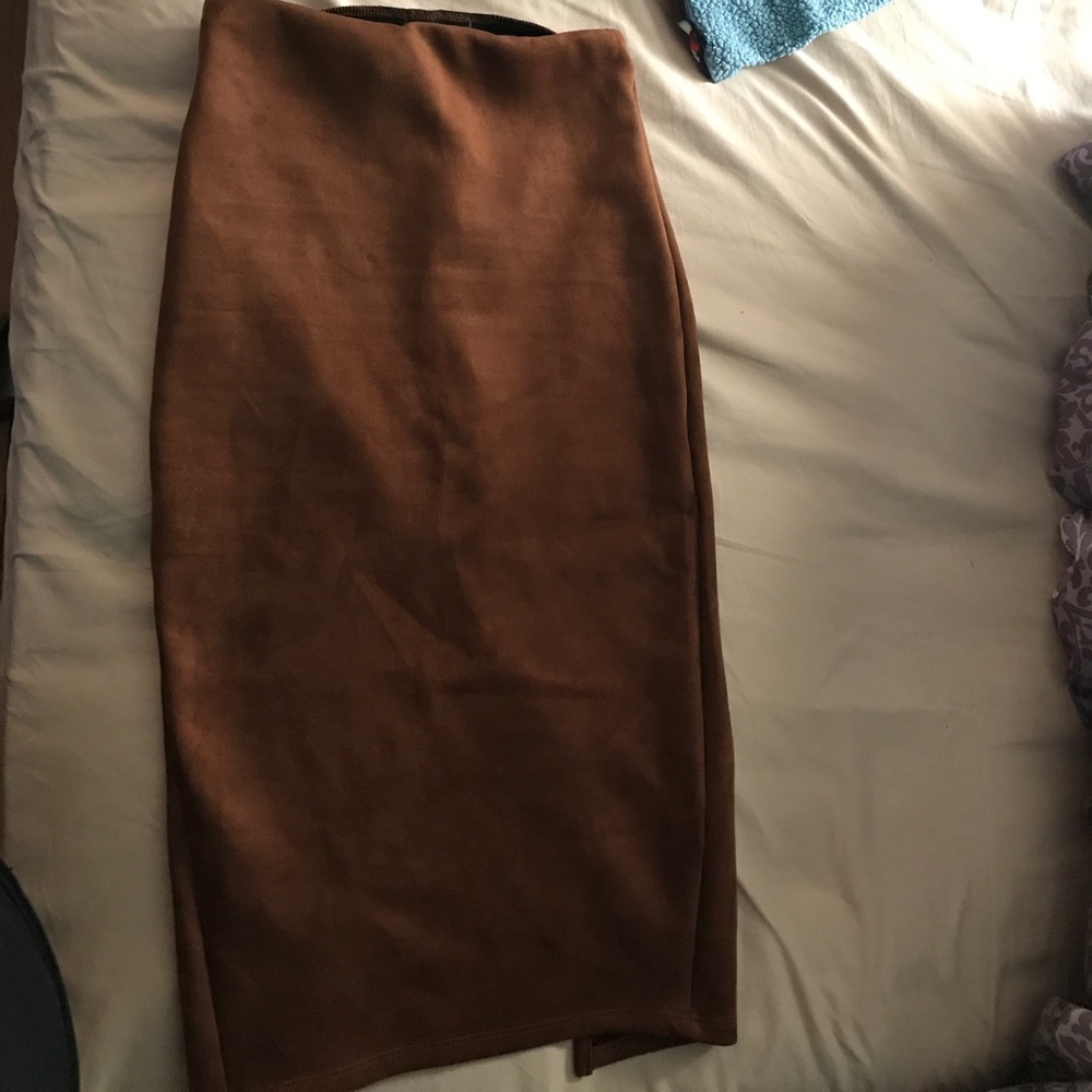 Brown over the knee skirt
