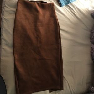 Brown over the knee skirt