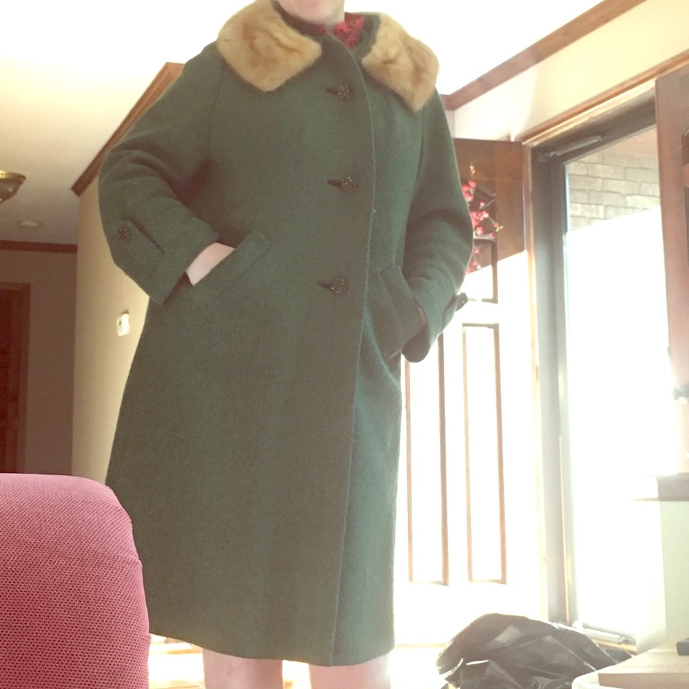 Green mink fur vintage coat amazing condition xl