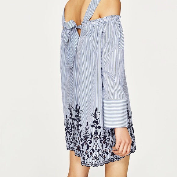 New Zara striped embroidered dress size small - Picture 3 of 5