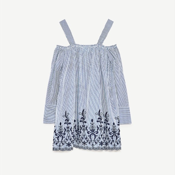 New Zara striped embroidered dress size small - Picture 4 of 5