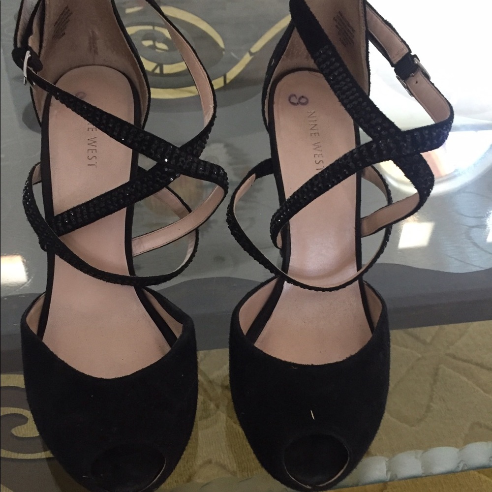 Black heels with jeweled straps