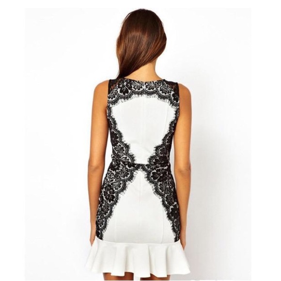 🎉SOLD🎉Doneli Fashion B&W Peplum Mini Lace Dress - Picture 4 of 8