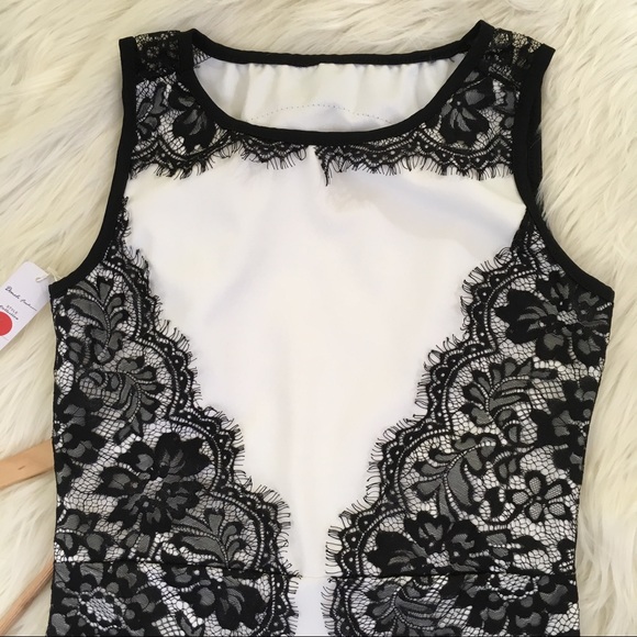 🎉SOLD🎉Doneli Fashion B&W Peplum Mini Lace Dress - Picture 2 of 8
