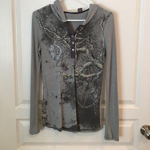 Miss Me hooded long sleeved shirt