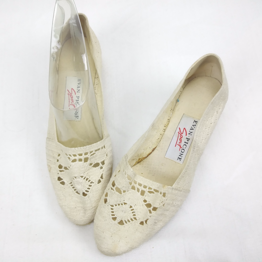 Evan Picone Sport woven cream wedge shoes size 8
