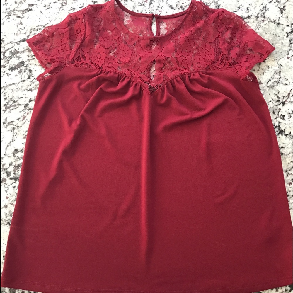 Express Maroon w/ Sweetheart Cut Lace Top