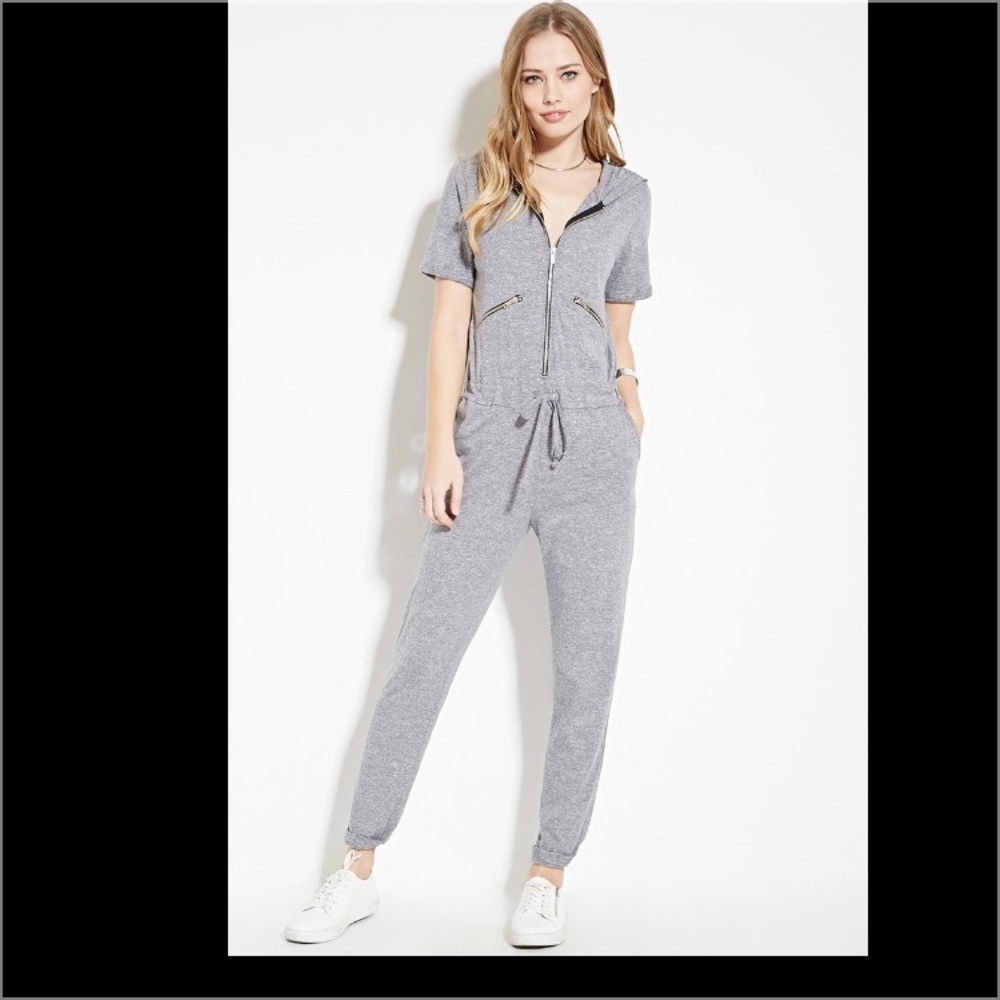 Forever 21 hooded zip jumpsuit