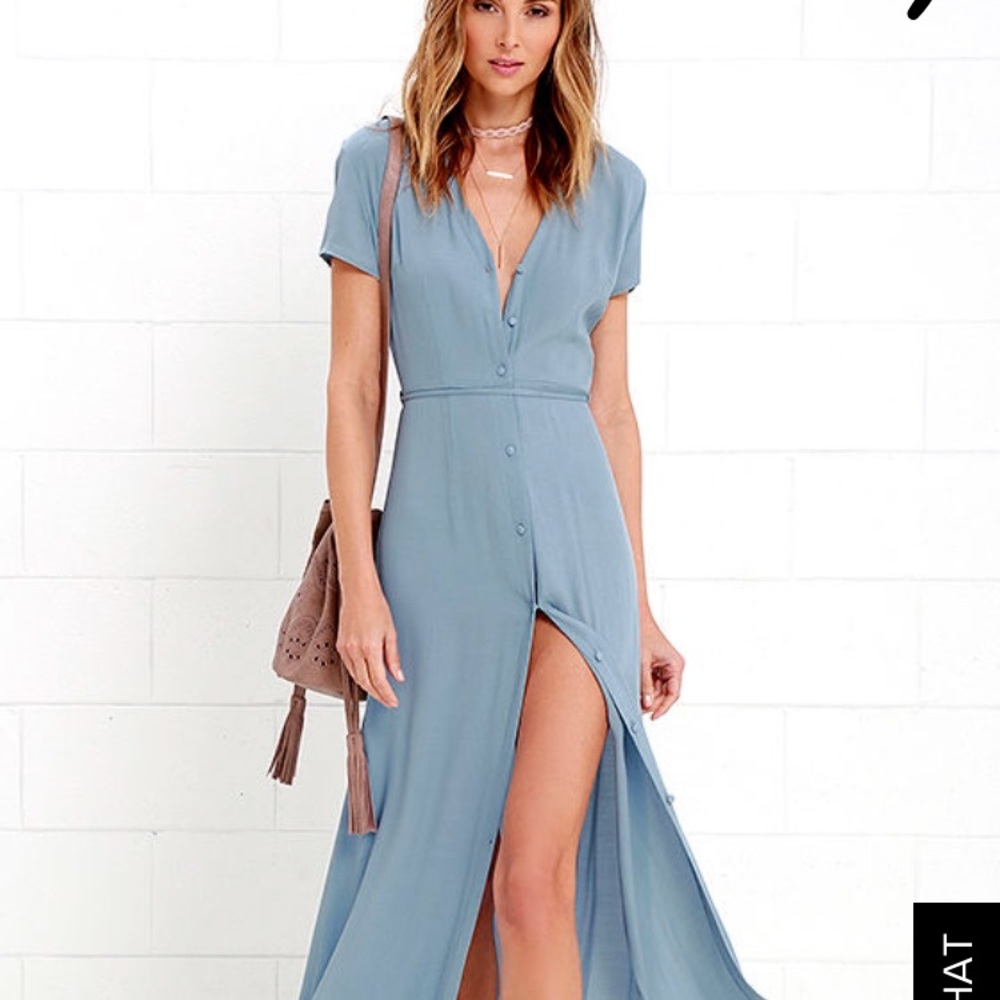 Glamorous Vida Bonita Dusty Blue Maxi Dress