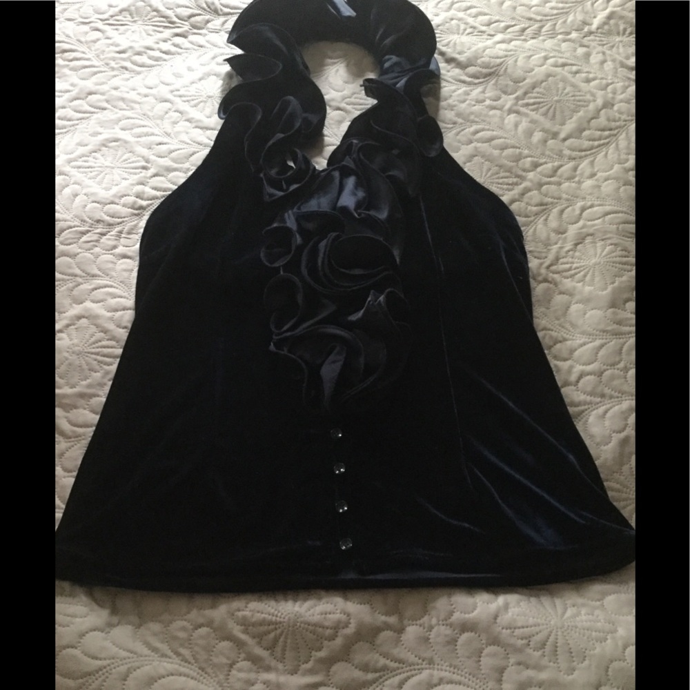 Velvet ruffle women's top