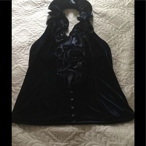 Velvet ruffle women's top