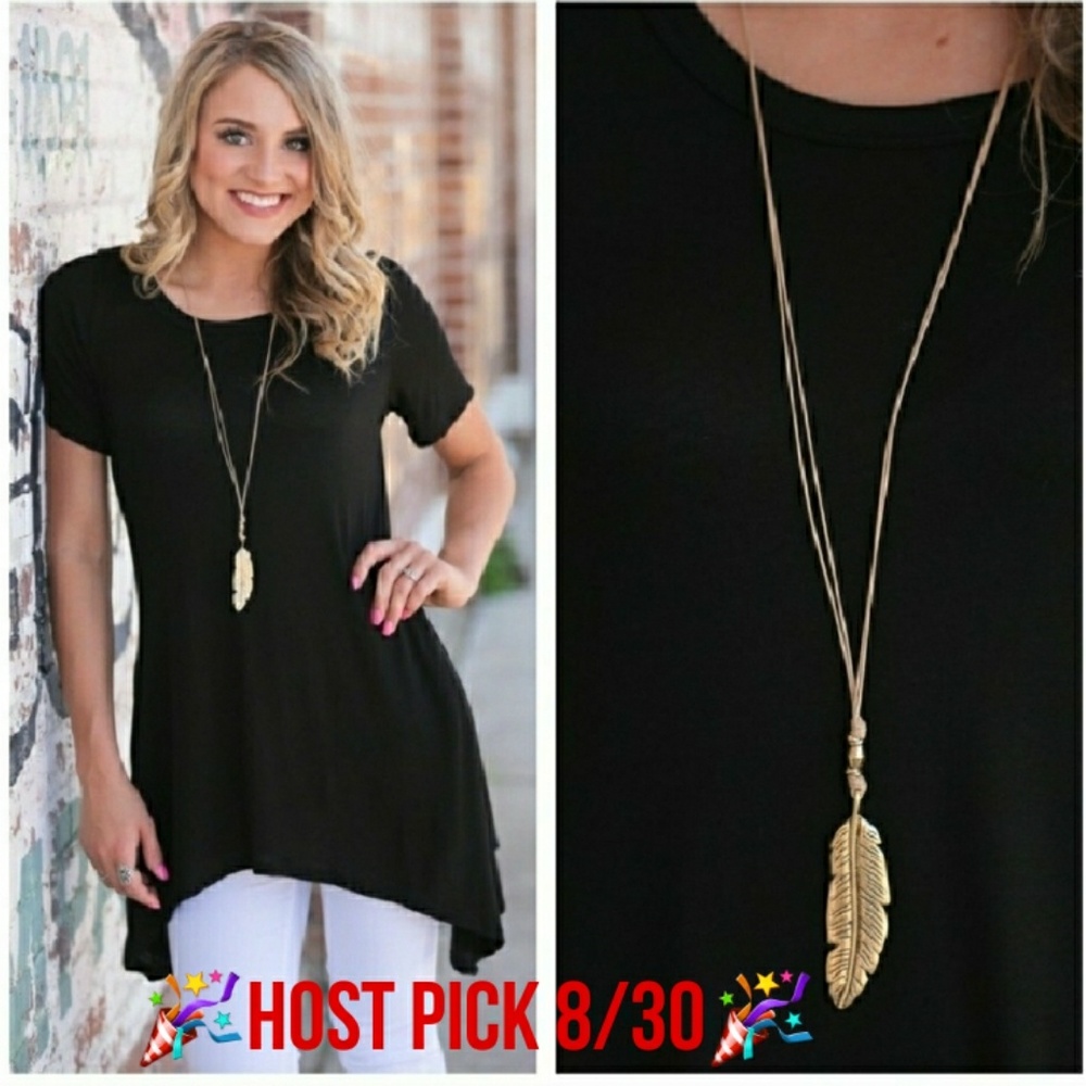 🔥LAST 1! Antique gold feather necklace