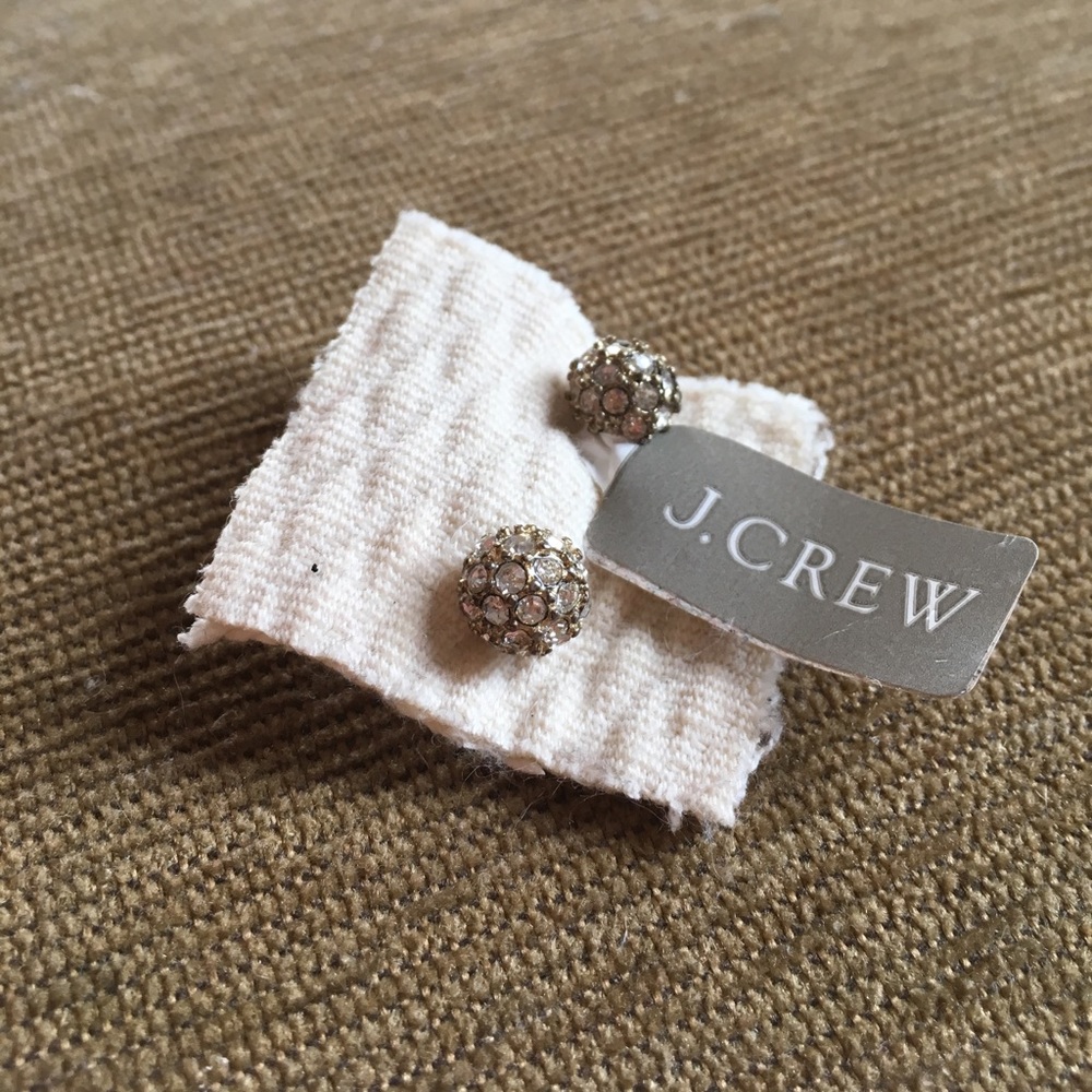 J Crew Sparkling Rhinestone Globe Earrings NWT
