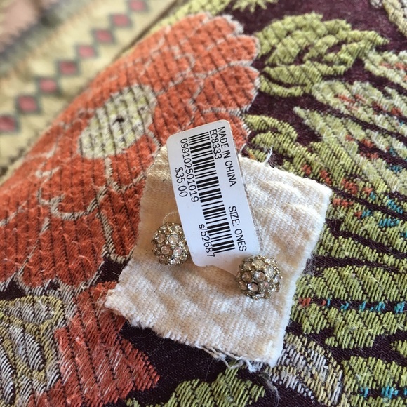 J Crew Sparkling Rhinestone Globe Earrings NWT - Picture 4 of 4