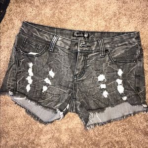 Black distressed shorts