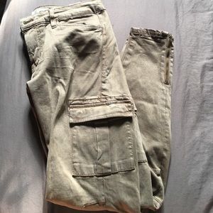Olive/tan H&M skinny cargo pants