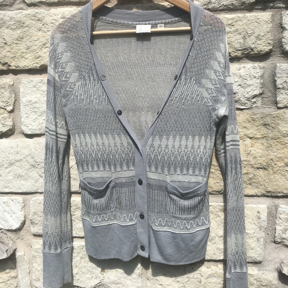 Anthropologie 9-H15 STCL Silver Metallic Cardigan
