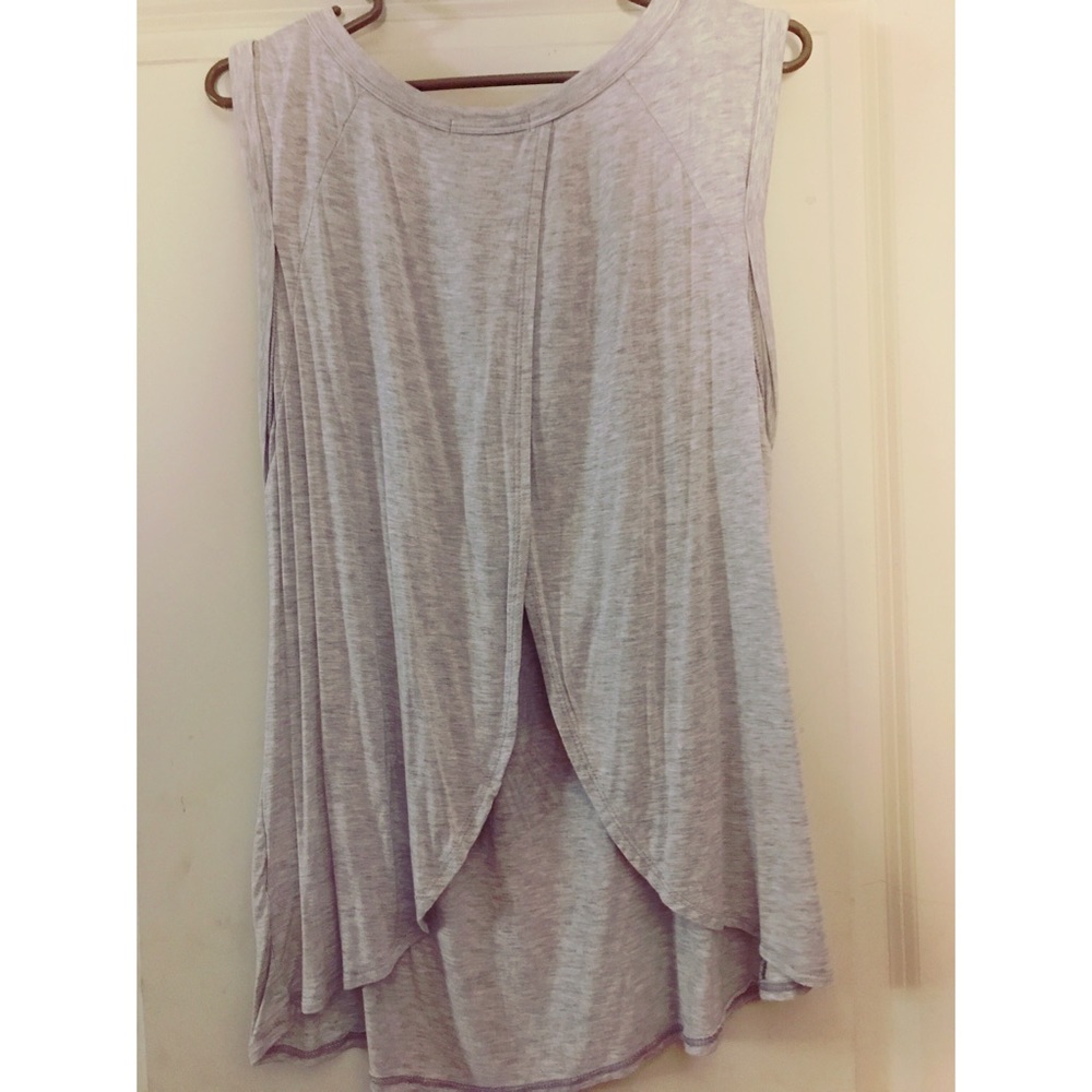 Grey open back shirt