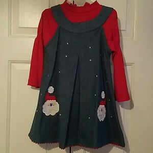 4T denim dress santa set christmas girls