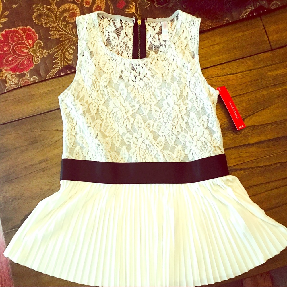 Special Dressy Tank White Lace and  Black Waist