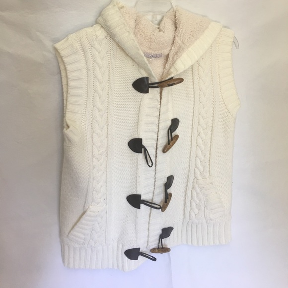 Beige Bloom hooded chunky sweater vest - Picture 1 of 4
