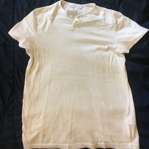 White buttoned down tee