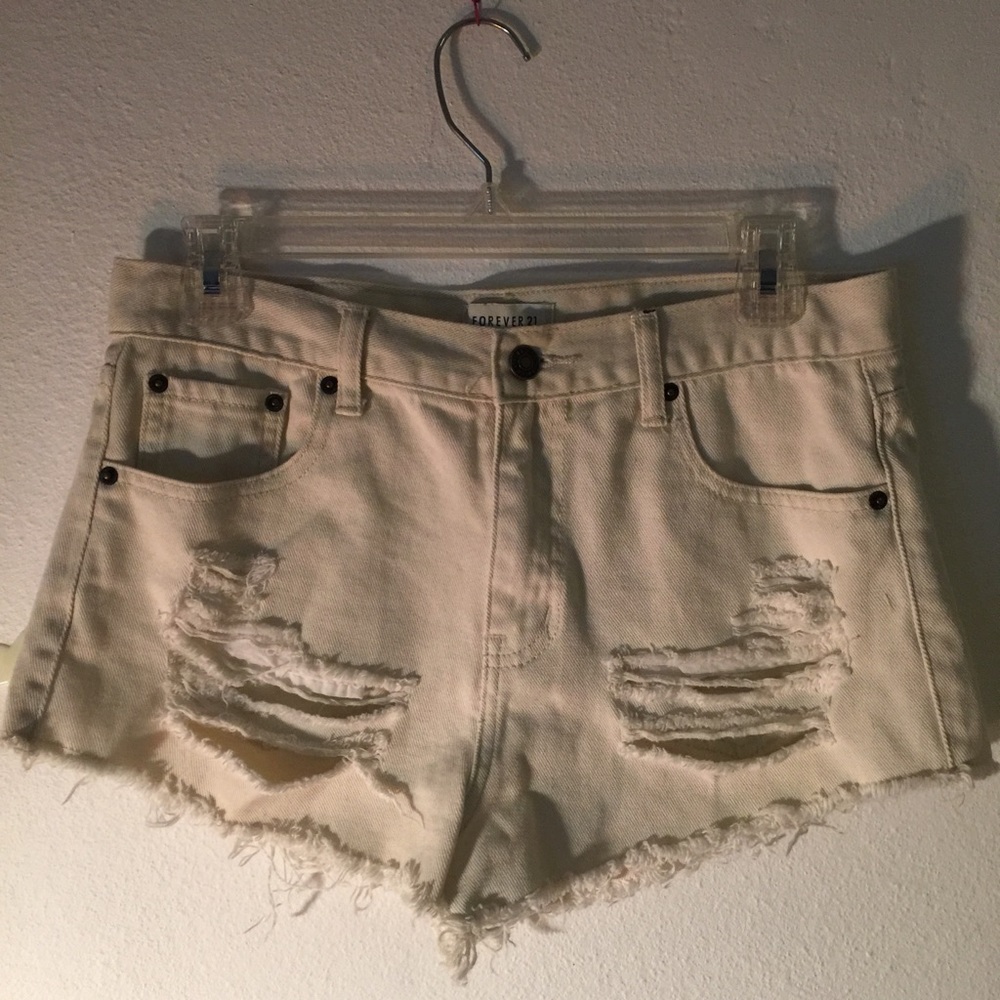 Forever 21 White Jean Shorts