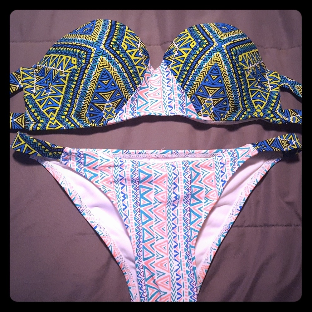 Multi colored tribal swimsuit