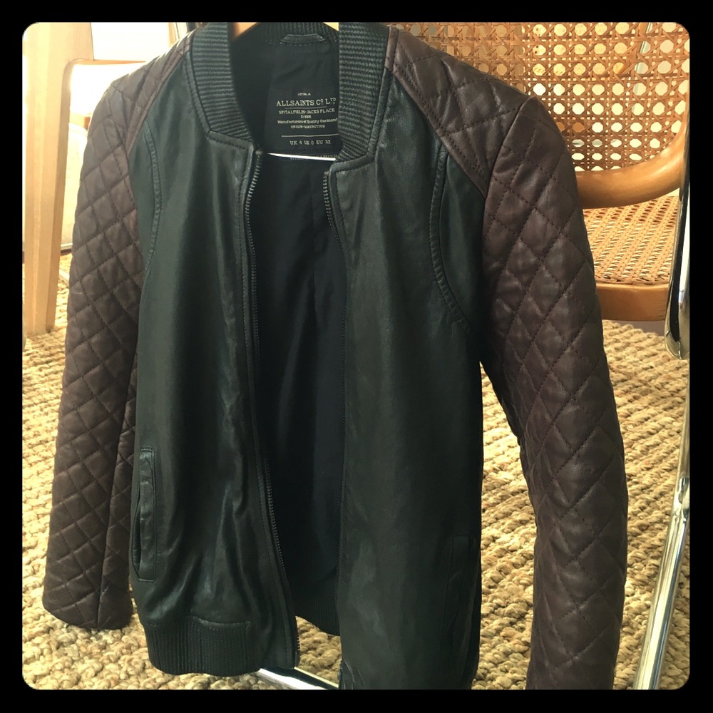 All Saints leather bomber jacket